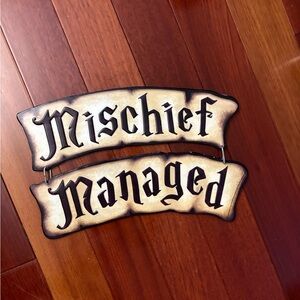 NWOT Mischief Managed Metal Wall Sign